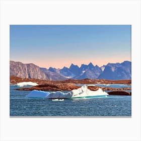 Icebergs In The Water In Greenland (Greenland Series) Canvas Print