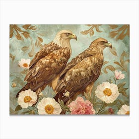 Floral Animal Illustration Eagle 1 Canvas Print