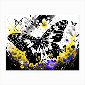 Butterfly And Flowers 1 Canvas Print