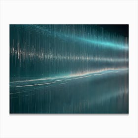 Abstract Image Of A Series Of Vertical Lines With A Glowing Turquoise And Orange Hue, Resembling Data Streams Or Sound Waves, Creating A Dynamic And Futuristic Aesthetic Canvas Print