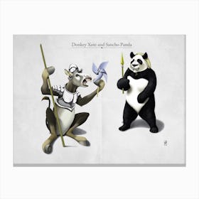 Donkey Xote and Sancho Panda Canvas Print