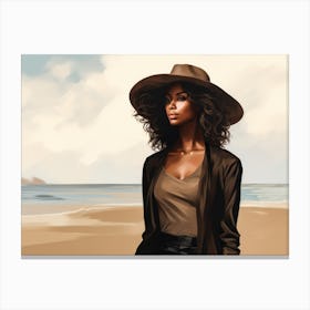 Illustration of an African American woman at the beach 79 Canvas Print