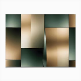 Abstract Image Of A Geometric Pattern Of Overlapping Rectangular Shapes In Shades Of Green And Gold Canvas Print