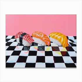 Sushi Pink Checkerboard 3 Canvas Print