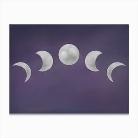 Moon Phases - Dark Blue - Moon Magic Canvas Print