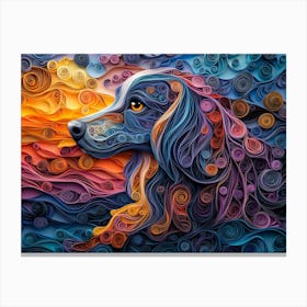 Afghan Hound Paper Quilling Dog Portrait IV Canvas Print