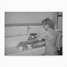 Daughter Of Mormon Farmer Washing Dishes, In Most Of The Mormon Communities Running Culinary Water Is Canvas Print