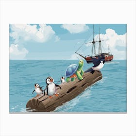 Friends Rolling The Trunk Canvas Print