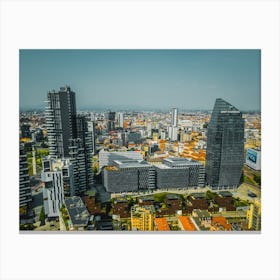 Milan skyline with modern skyscrapers Aerial photo Canvas Print