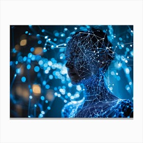 Cybernetic Abstract Network Portrait Envisioning A Futuristic Web Of Connections Where Luminous Dot (5) Canvas Print