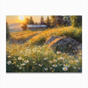 Flower Field On A Clear Day Canvas Print