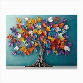 3d Abstract Tree Colorful Leaves, Artwork Canvas Print