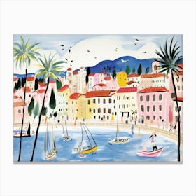 Trieste Italy Cute Watercolour Illustration 2 Canvas Print