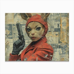 Absurd Bestiary: From Minimalism to Political Satire.Rabbit With Guns Canvas Print