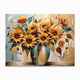 Sunflowers In A Vase Abstract 2 Canvas Print