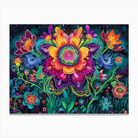 Psychedelic Flower Painting Canvas Print