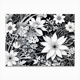 Black And White Floral Canvas Print