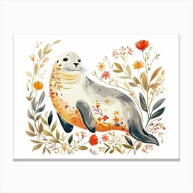 Little Floral Elephant Seal 1 Canvas Print