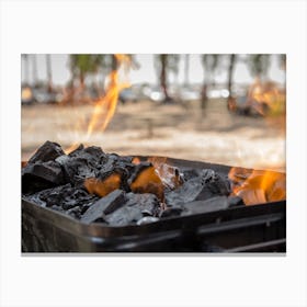 Coals Are Burned In A Bbq Grill Canvas Print