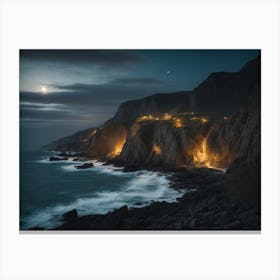 Cliffs At Night Canvas Print