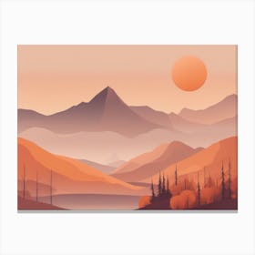 Misty mountains horizontal background in orange tone 156 Canvas Print