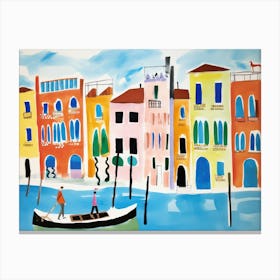 Venice Italy Cute Watercolour Illustration 6 Canvas Print
