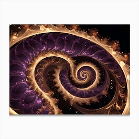 Abstract Image Of A Golden Spiral With Intricate, Swirling Patterns On A Dark Background Canvas Print