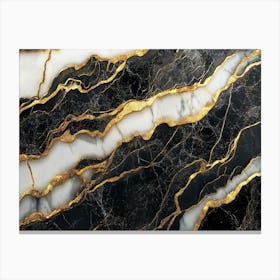 Gold And Black Marble Canvas Print