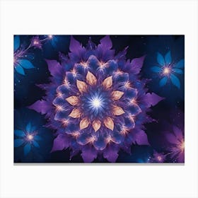 Abstract Image Of A Glowing, Purple Mandala With Intricate, Swirling Patterns Canvas Print