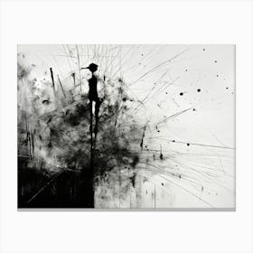 Invisible Threads Abstract Black And White 2 Canvas Print