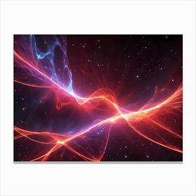 Bright Red And Blue Streams Of Energy Intertwine Against A Backdrop Of Distant Stars Canvas Print