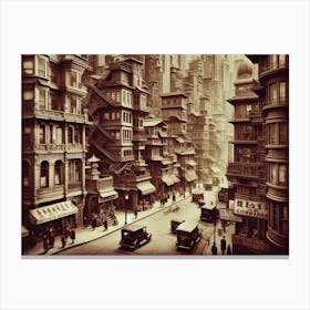 Vintage Surreal Sepia Prints Of China Town 1 Canvas Print