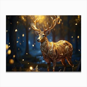 Golden Deer In The Forest Canvas Print