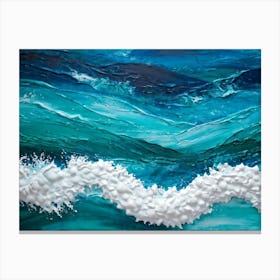 Abstract Turquoise Waves Cresting With A Tangible Sense Of Fresh Nautical Texture Imply Movement D (4) Canvas Print