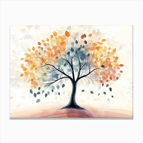 Colorful Tree Of Life. With Leaves On Hanging Branches 1 Canvas Print