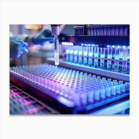 Laboratory Worker Using A Pipette To Transfer Samples Between Trays 1 Canvas Print