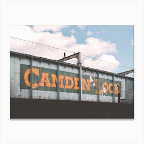 London, England I Camden Town industrial bridge photography to the vibrant urban atmosphere of famous district to the retro vintage aesthetic architecture of urban street cityscape letters mural street art Canvas Print