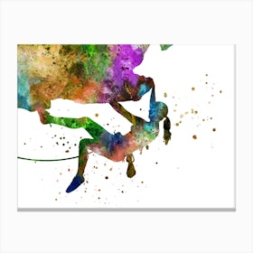 Rock Climbing Girl Canvas Print