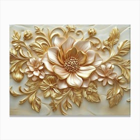 Gold Floral Wall Art Canvas Print