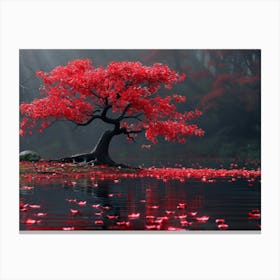 Red Tree In Water Canvas Print