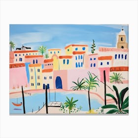 Ancona Italy Cute Watercolour Illustration 4 Canvas Print