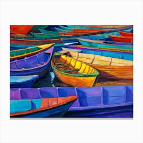 Colorful Boats Painting Canvas Print