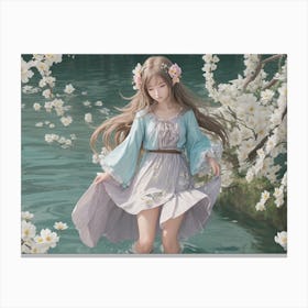 Girl In Water Canvas Print