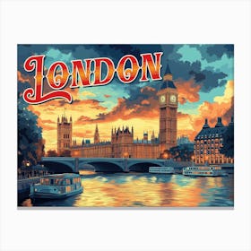 London Vintage Travel Poster Canvas Print