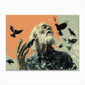 Old Man With Birds Canvas Print