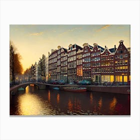 Sunset In Amsterdam 3 Canvas Print