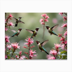 Hummingbirds Taking a Drink Canvas Print