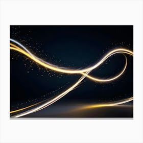 Abstract Image Of A Glowing, Golden Line In The Shape Of An Infinity Symbol On A Dark Blue Background Canvas Print