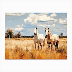 Horses Painting In Pampas Region, Argentina, Landscape 1 Canvas Print