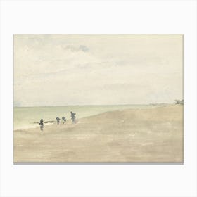 Vintage Painting People On The Beach 1 Canvas Print